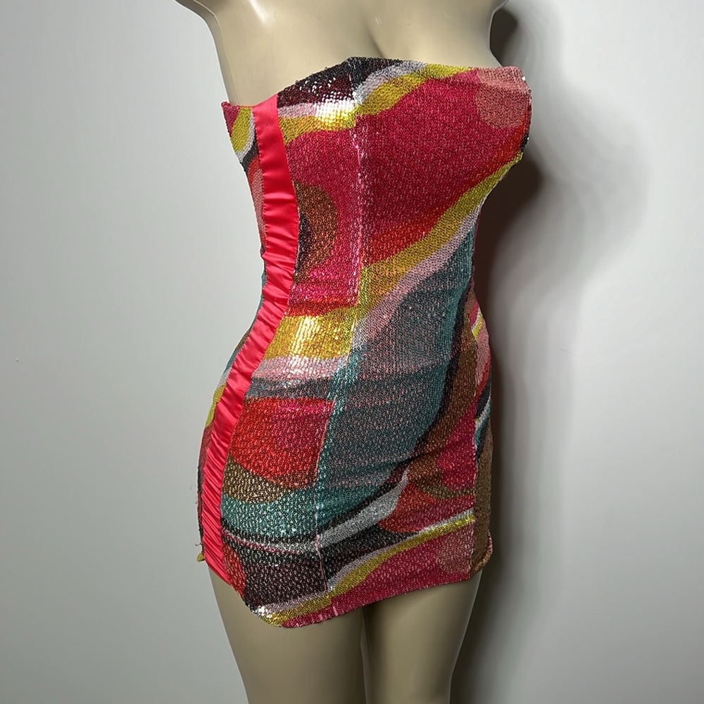 H&M Size 2 Multicolored Sequin Mini Dress - image 2